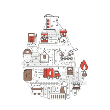 Vector thin line art production poster banner template Stock Illustration