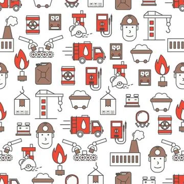 Vector thin line art production seamless pattern Illustrazione stock