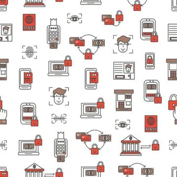 Vector thin line art security seamless pattern Stock Illustration