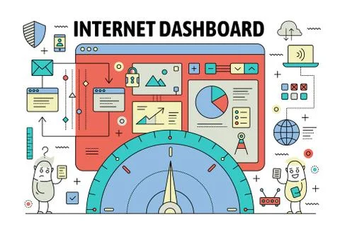 Vector thin line dashboard poster banner template Stock Illustration