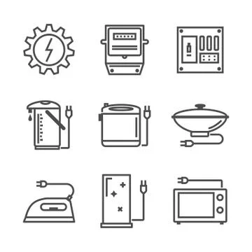 Vector thin line electronic icon set Stock Illustration