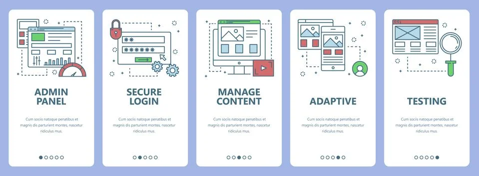 Vector thin line flat design web development concept vertical banners イラスト素材