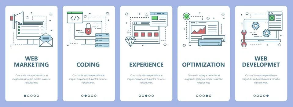 Vector thin line flat design web marketing concept vertical banners Stockillustratie