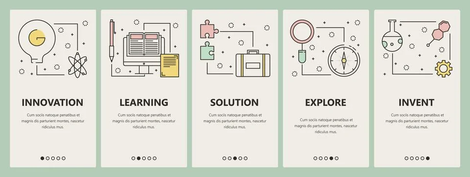 Vector thin line flat design science concept vertical banners Illustrazione stock