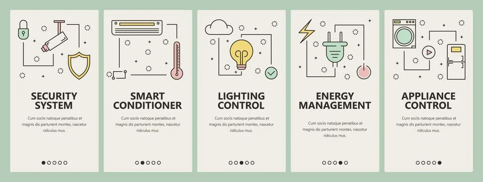 Vector thin line flat design smart home concept vertical banners Illustrazione stock