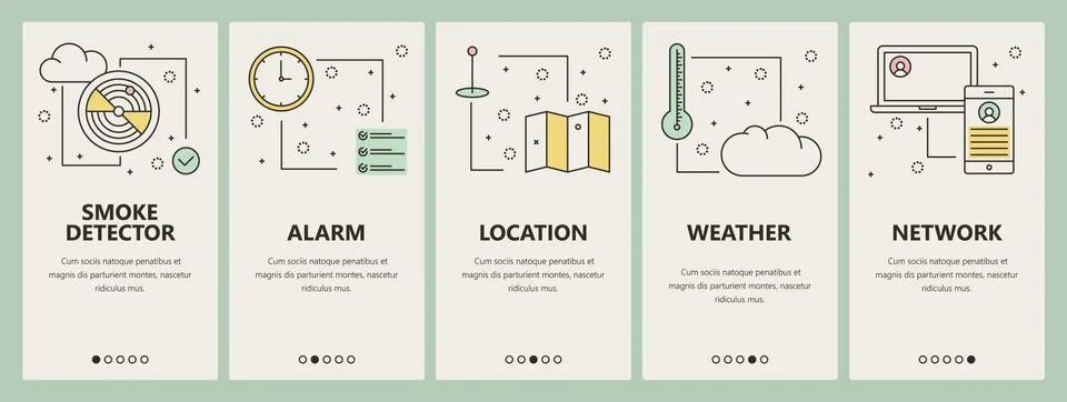 Vector thin line flat design smart home concept vertical banners Stock Illustration