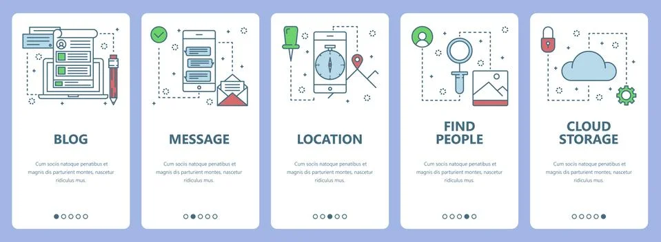 Vector thin line flat design social media concept vertical banners Stock Illustration