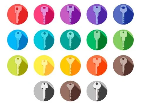 Vector thin line flat design icons set keys for home Stock Illustration