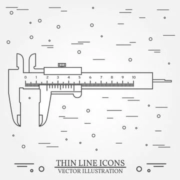 Vector thin line icon  calipers. For web design and application interface, .. Stock Illustration