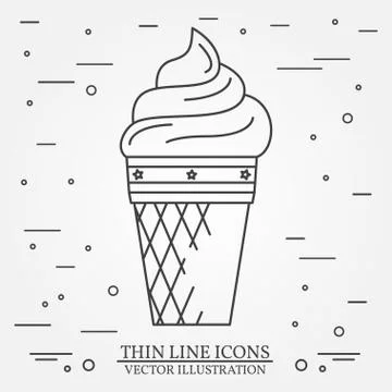Vector thin line icon ice-cream. For web design and application interface, .. Stock Illustration