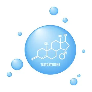 Vector thin line icon of testosterone molecular structure. Vector illustratio Stock Illustration