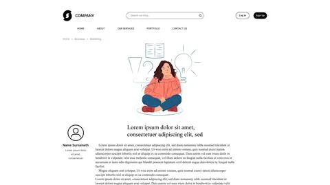 Vector thinking girl in shadow of sharp lines style . Editable illustration Stock Illustration