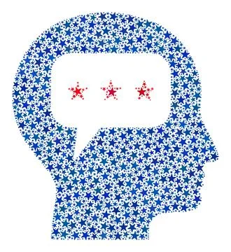 Vector Thinking Head Composition of Stars in American Democratic Colors 스톡 일러스트