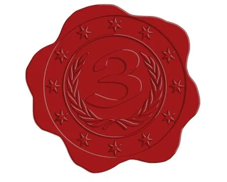 Vector third place red wax seal Stock Illustration