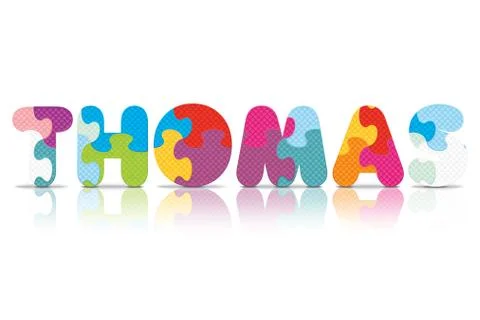 Vector thomas written with alphabet puzzle Stock Illustration
