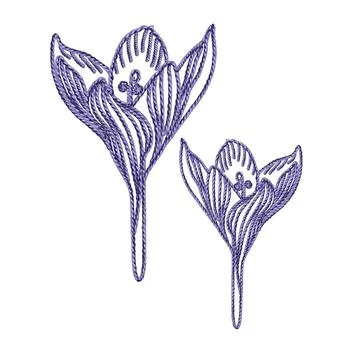 Vector thread embroidery design element Crocus flower isolated. Stock Illustration