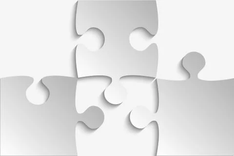 Vector Three Grey Piece Puzzle Jigsaw. Stock Illustration