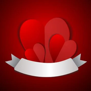 Vector : Three hearts with label on red background Stock Illustration