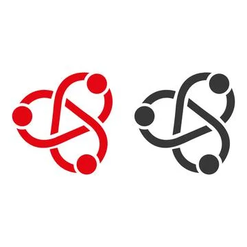 Vector of three red circles is interrelat Circle curve abstract group logo vecto Stock Illustration
