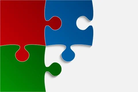 Vector Three RGB Piece Puzzle Jigsaw. Illustrazione stock