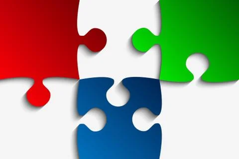 Vector Three RGB Piece Puzzle Jigsaw. Stock Illustration