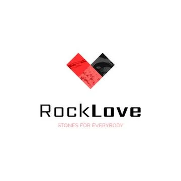 Vector three slabs logo with marble texture in the shape of heart, rock and g Stock Illustration