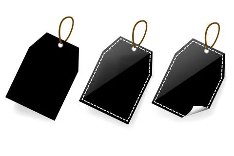Vector three style rectangle Blank Tag with soft shadow and curl effect イラスト素材