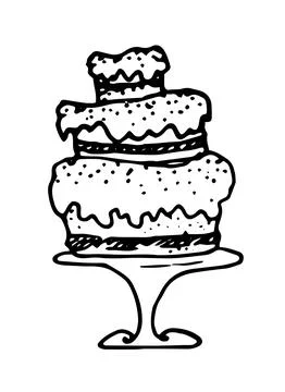 Vector three-tiered cake on a stand with a dot texture. multi-tiered cream cake Stock Illustration