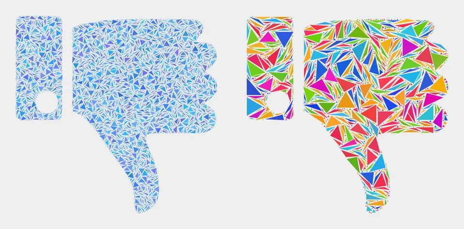 Vector Thumb Down Mosaic Icon of Triangle Elements 스톡 일러스트