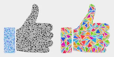 Vector Thumb Up Mosaic Icon of Triangle Elements Stock Illustration