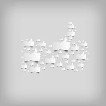 Vector : Thumb up paper on gray background Stock Illustration