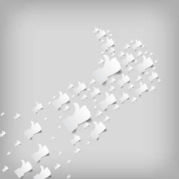 Vector : Thumb up paper on gray background Stock Illustration