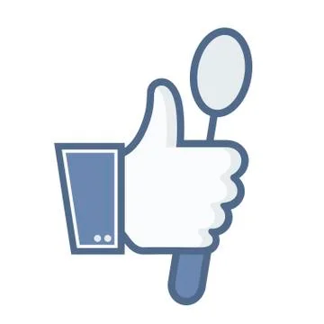 Vector thumb up with spoon icon on white background. food concept Stock Illustration