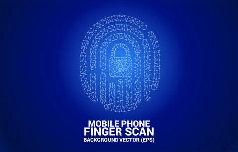 Vector thumbprint icon from dot and line circuit board style. background conc Stock Illustration