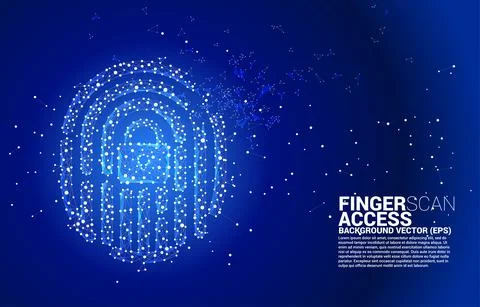 Vector thumbprint icon from dot connect line polygon. background concept for  Stock Illustration