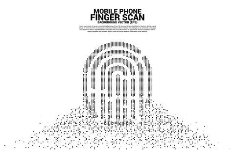 Vector thumbprint icon from pixel transformation. background concept for fing Stock Illustration