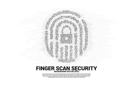 Vector thumbprint with lock pad center icon from one and zero binary code. ba Stockillustratie