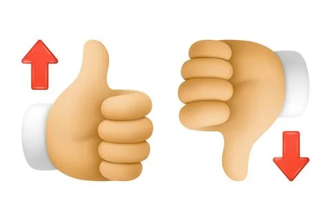 Vector Thumbs Up And Thumbs Down. Like and Dislike Hand Gestures Isolated 스톡 일러스트