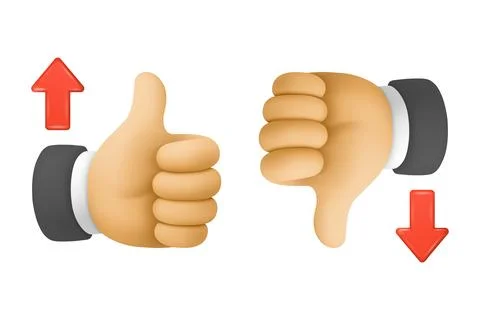 Vector Thumbs Up And Thumbs Down. Like and Dislike Hand Gestures Isolated. Ap Stock Illustration