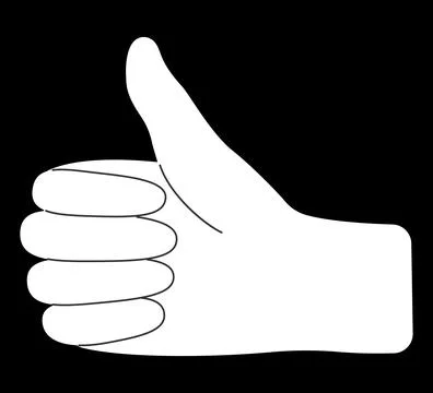 Vector Thumbs Up Black and White Icon Concept Approval LIKE Flat Style Stock Illustration