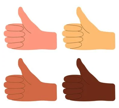 Vector Thumbs up Hands of different skin colours LIKE Approval Concept Stock Illustration