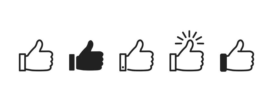Vector thumbs up set. Thumbs up. Set of design elements. Stock Illustration
