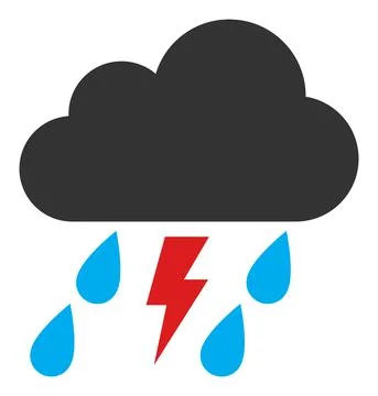 Vector Thunder Storm Cloud Flat Icon Illustration Stock Illustration