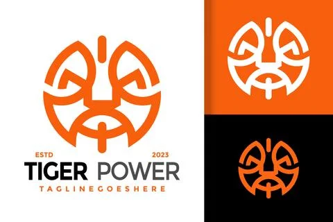 Vector Tiger Power Roar Creative Modern Animals Head Logo Stock Illustration