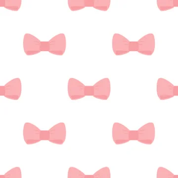 Vector tile background or wallpaper with cute pink bows on white background Stock Illustration