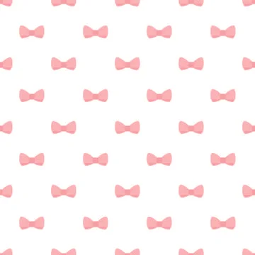 Vector tile background or wallpaper with pink bows on white background Stock Illustration