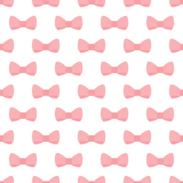 Vector tile pattern with cute pink bows on white background Stock Illustration