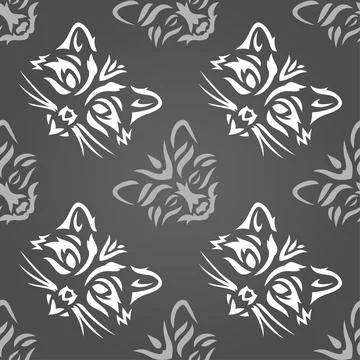 Vector tile pattern with hand drawn animals heads Stock Illustration