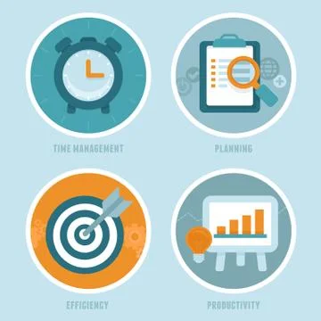 Vector time management concepts in flat style Stock Illustration