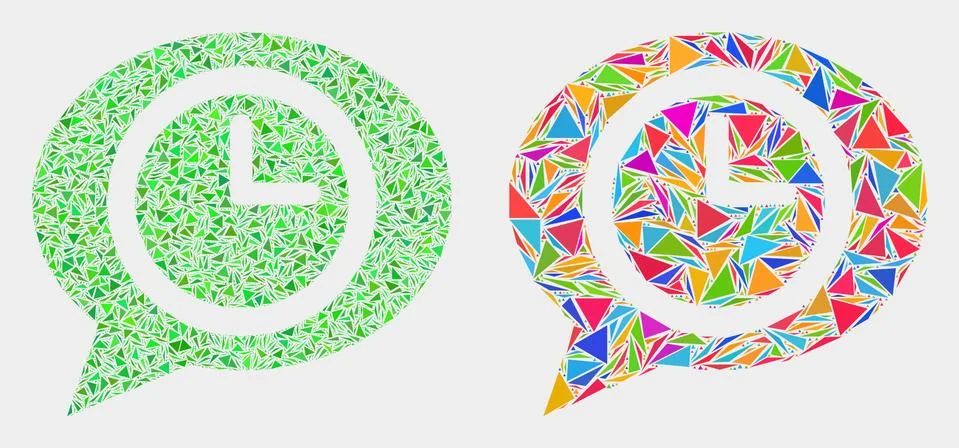 Vector Time Message Balloon Mosaic Icon of Triangle Elements イラスト素材